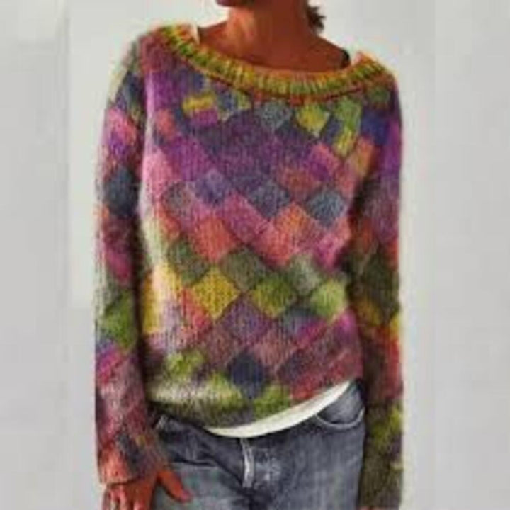 Drune | Stilvoller, Lockerer Pullover mit Diamantmuster