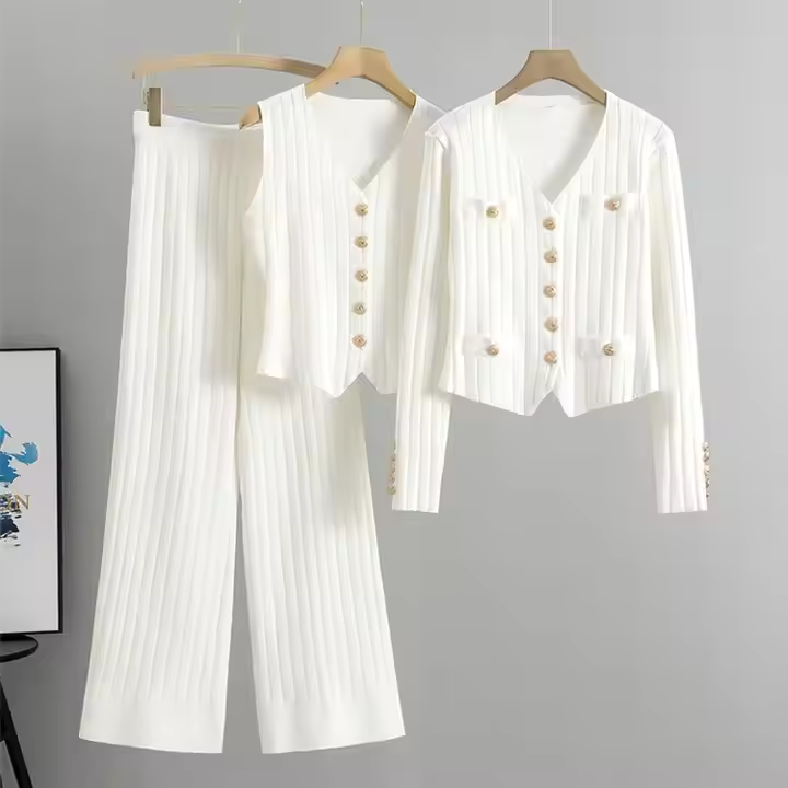 Drune | Elegantes Strickweste- Mit Cardigan- Und Hosen-Set