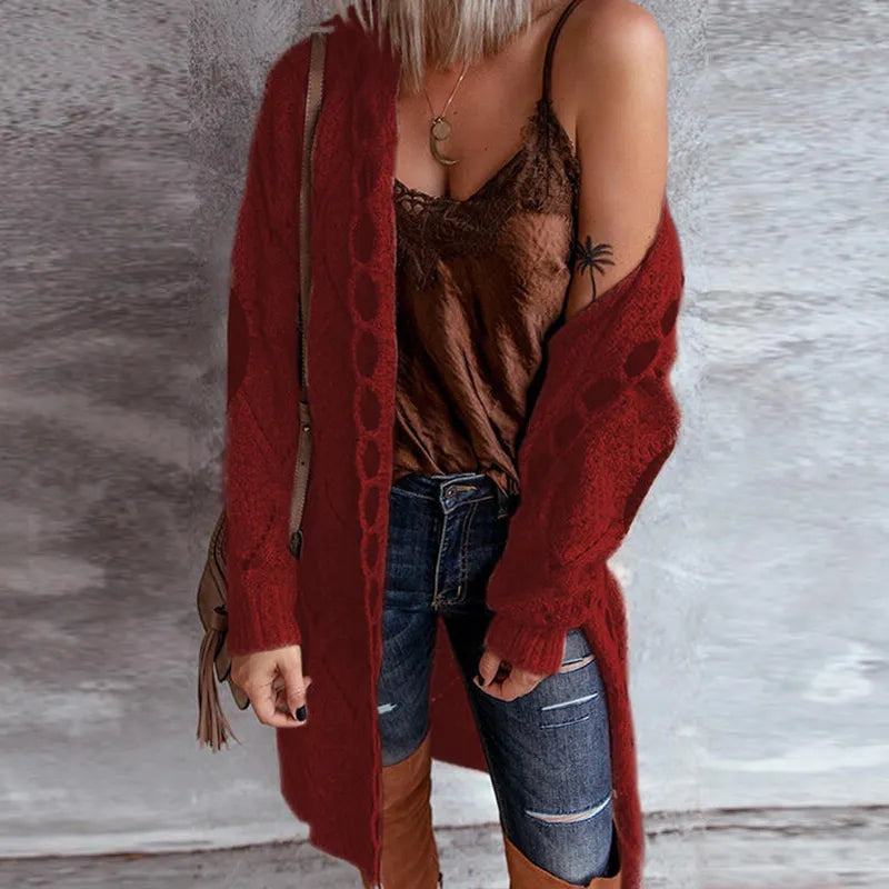 Drune | Eleganter Strickpullover mit Kapuze Im Weinlese Stil