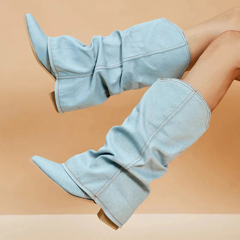 Drune | Denim Cowboystiefel Lässig