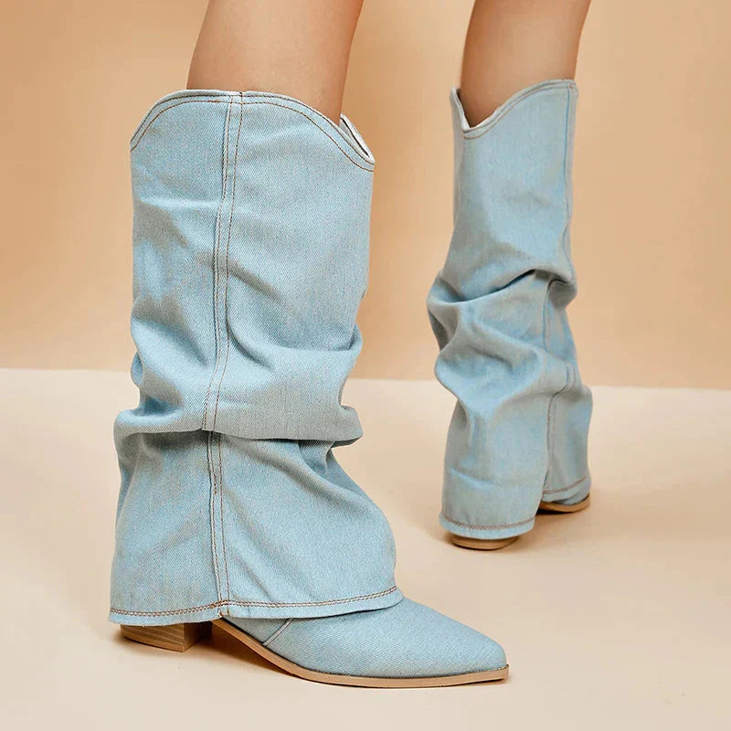 Drune | Denim Cowboystiefel Lässig