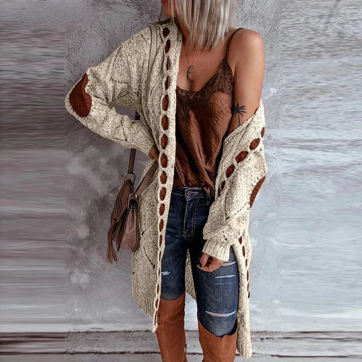 Drune | Eleganter Strickpullover mit Kapuze Im Weinlese Stil