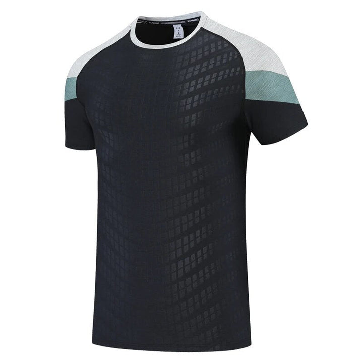 Drune | Bequemes Herren Sportshirt Mit Patchwork Detail