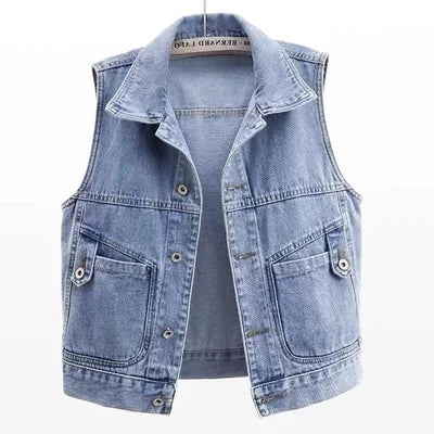 Drune | Lässige Denimweste mit Taschen Detail