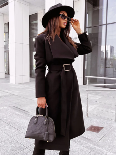 Drune | Mantel - Lange Silhouette - Tailored Fit - Gürtel mit Schnalle - Knopfverschluss