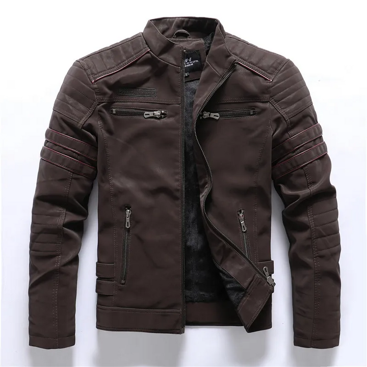 Drune | Motorradjacke Slim Fit Fleece-Futter Steppdetails Reißverschlusstaschen