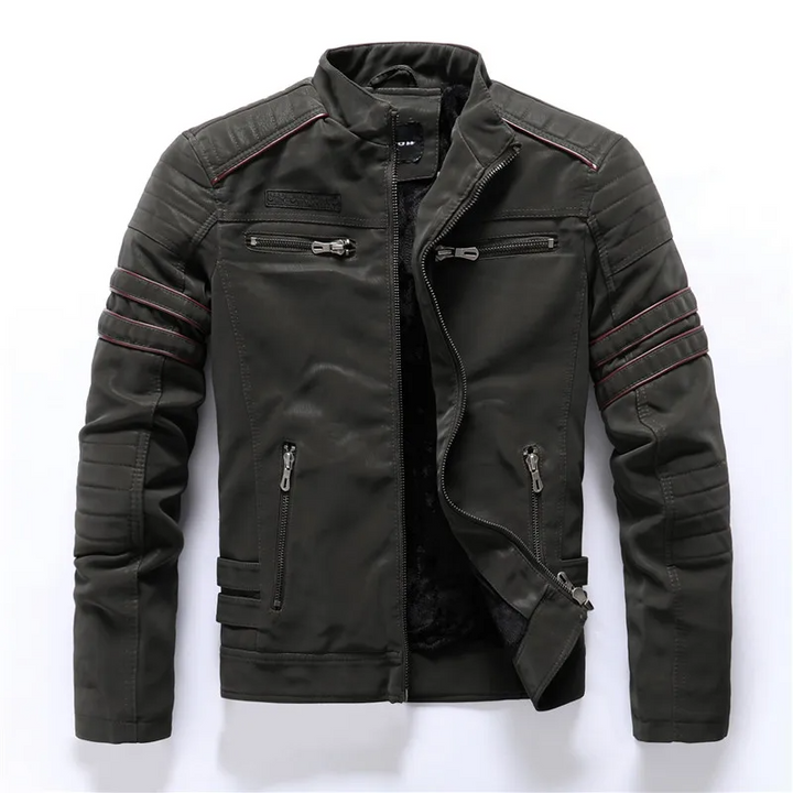 Drune | Motorradjacke Slim Fit Fleece-Futter Steppdetails Reißverschlusstaschen