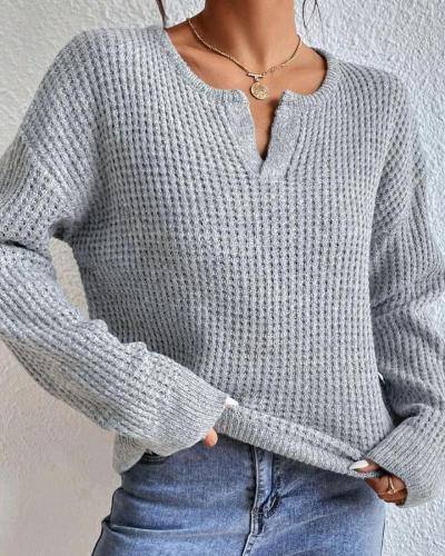 Drune | Bequemer Damenpullover mit V-Ausschnitt und Wollmischung