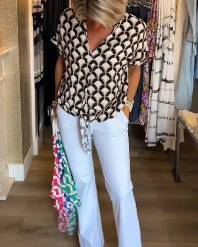 Drune | Stilvolle Geometrische Bedruckte Bluse für Frauen