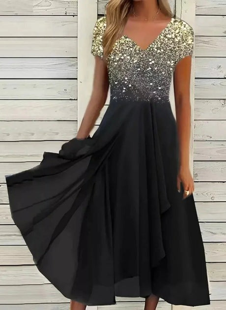 Drune | Bedrucktes Kleid mit fließendem Rock für Damen