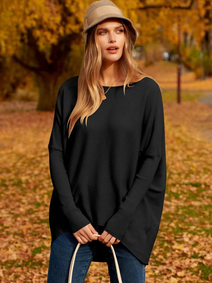 Drune | Sweatshirt - Oversized Fit - Weiches Strick-Wollgemisch - Langarm Hüftlanger Pullover
