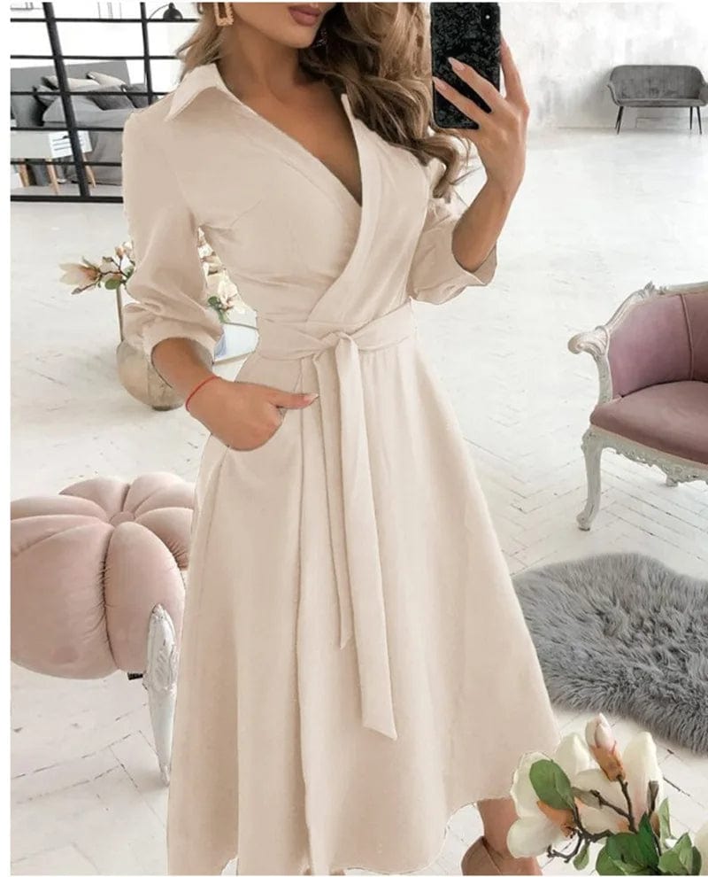 Drune | Elegantes Midi Wickelkleid Perfekt für Formelle Anlässe Emilia
