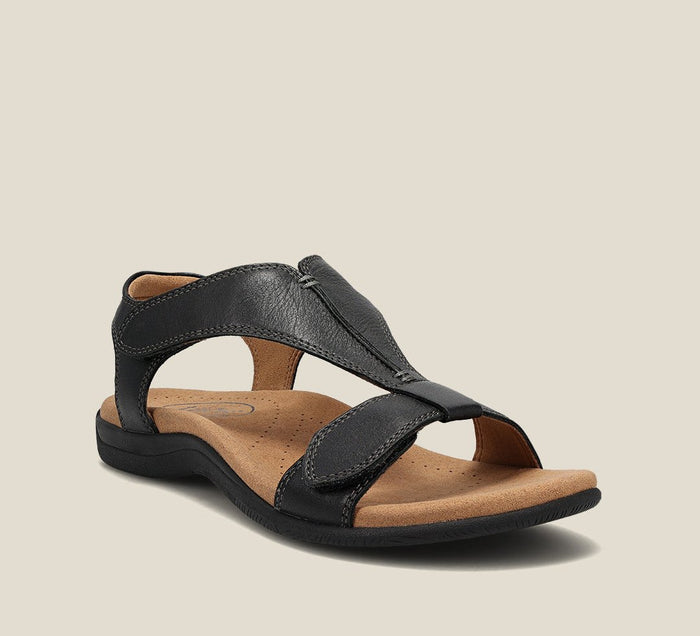Drune | Orthopädische Sandalen - Schwarz - Hochwertiges Leder mit Atmungsaktivem Mikrofaserfußbett