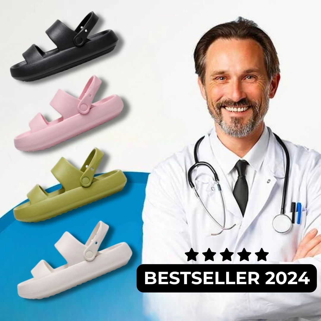 Drune | Orthopädische Sandalen Comfort Plus Pantoletten mit Doppelriemen Gepolsterte, Lässige Slip-On-Sandalen