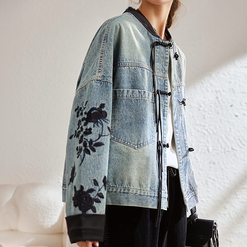 Drune | Vintage-Blumen-Jeansjacke