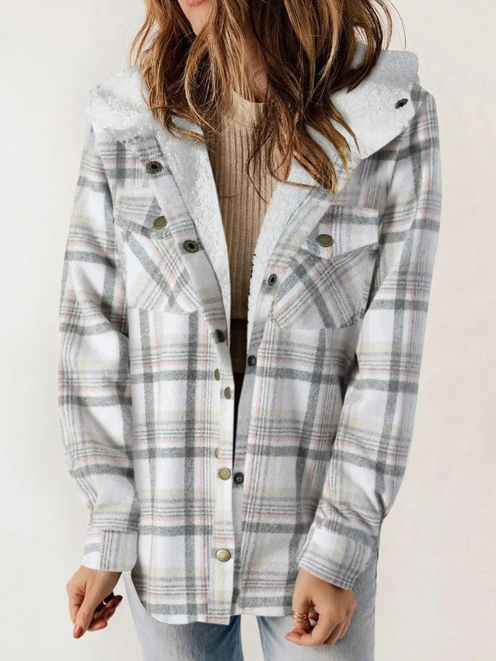 Drune | Damen Kapuzen Flanelljacke mit Knopfleiste