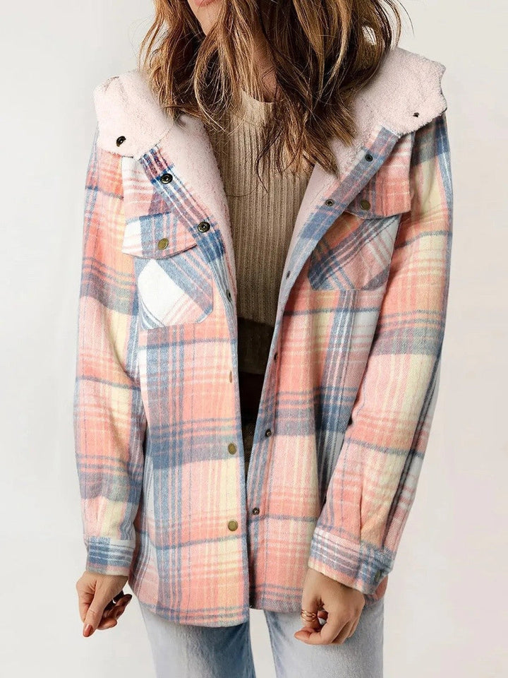 Drune | Damen Kapuzen Flanelljacke mit Knopfleiste