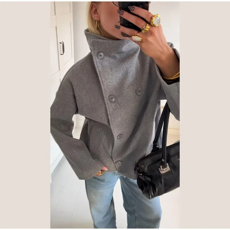 Drune | Wollmischung Jacke mit Hohem Kragen und Knöpfen