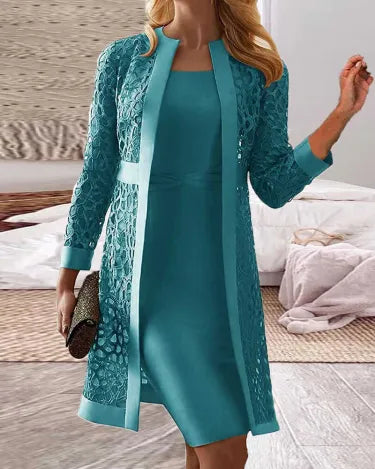 Drune | Zweiteiliges Kleid mit Spitzenjacke für Frauen