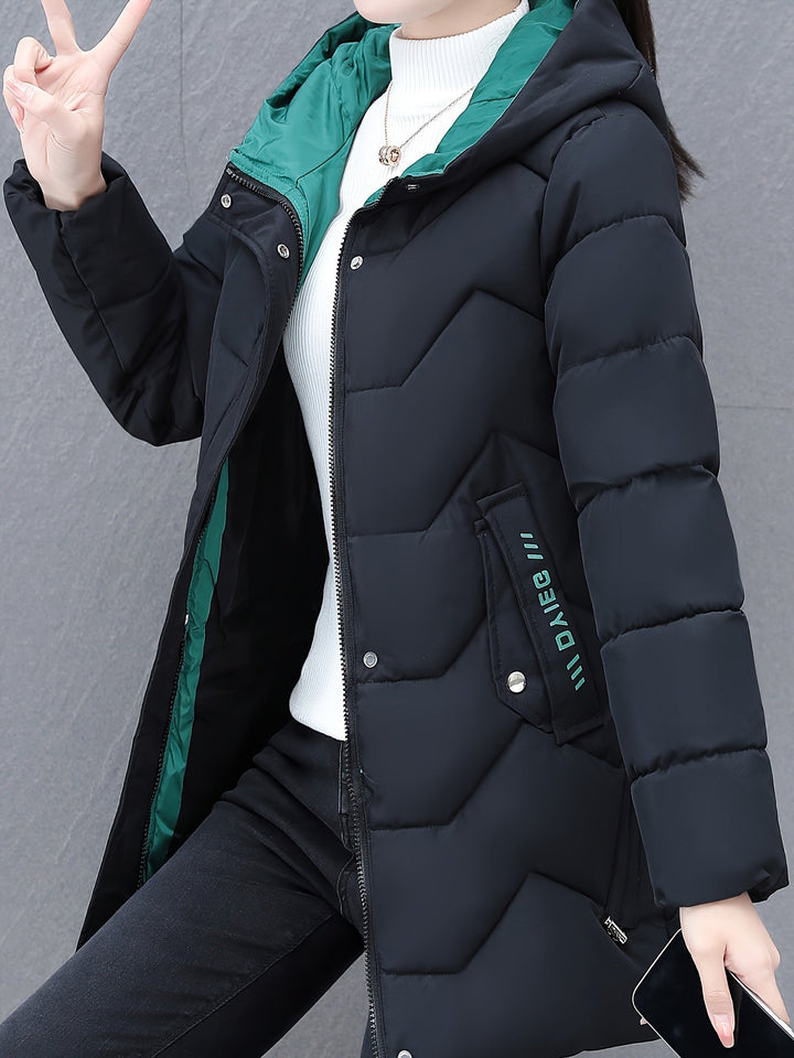 Drune | Langes, lässiges Damen-Daunenjacke mit Kapuze
