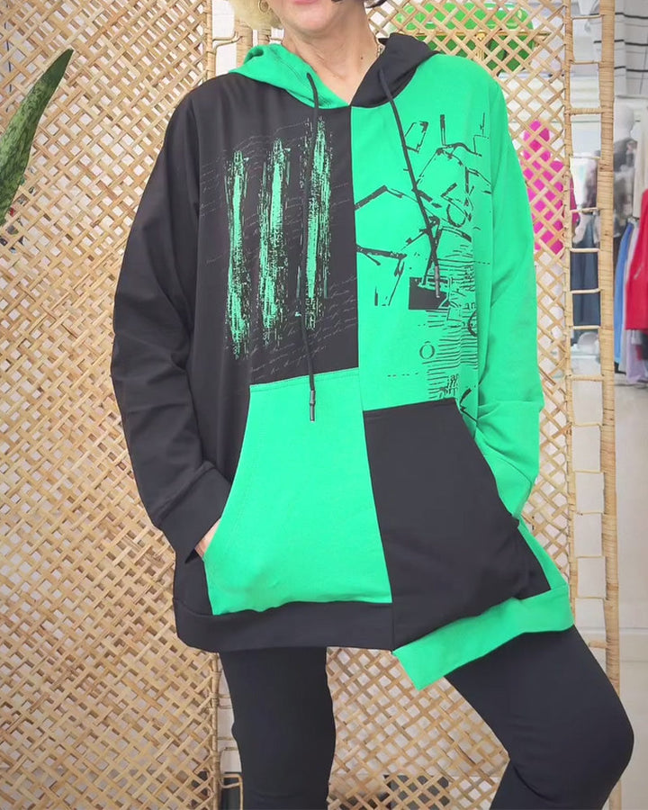 Drune | Sweatshirt mit Kapuze und Farbblock Print