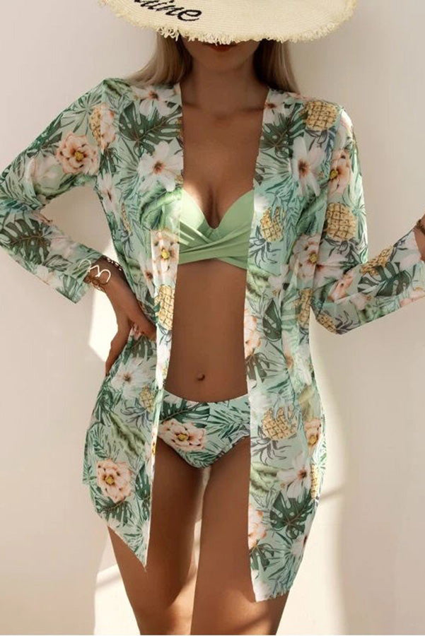 Drune – Wickel-Bügel-Bikini mit tropischem Print und Überzug