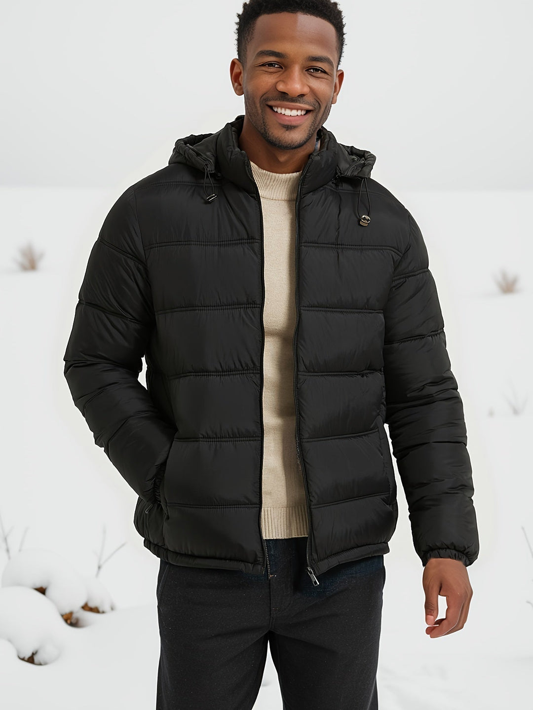 Drune |  Glatte Einfarbige Puffer-Winterjacke Für Herren - Perfekt Für Outdoor-Aktivitäten