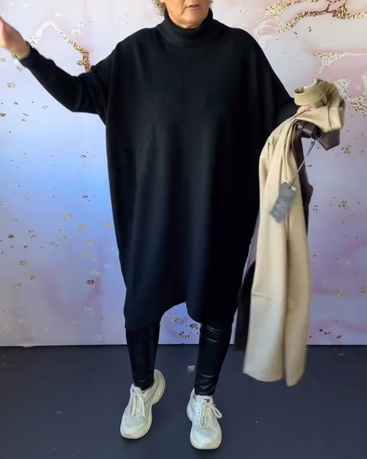 Drune | Lässiger Einfarbiger Pullover mit Hohem Kragen und Langen Ärmeln