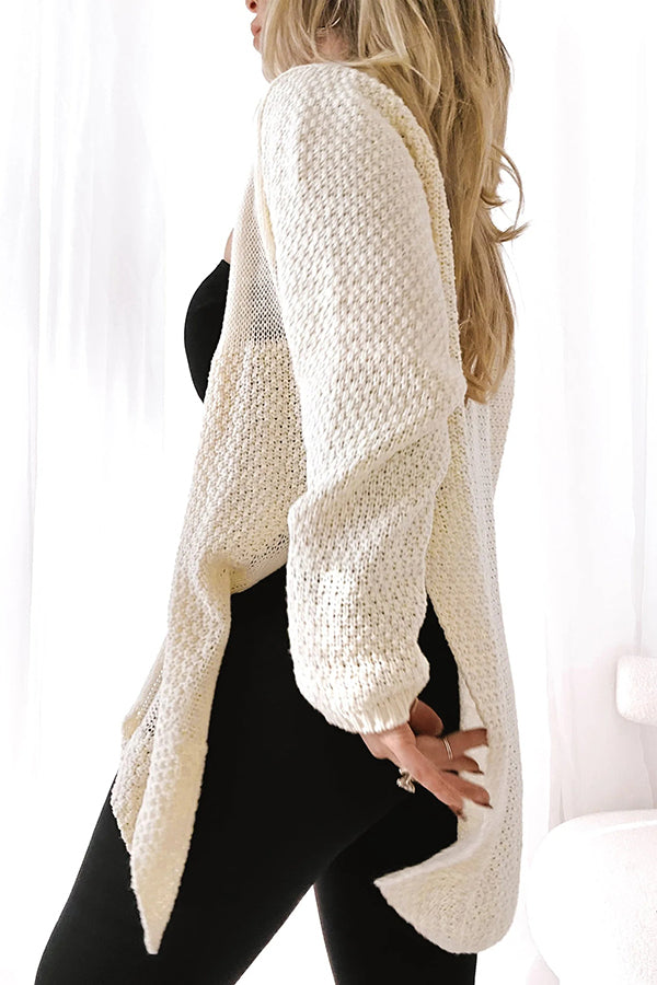 Drune | Strick-Mid-Length-Strickjacke mit langen Ärmeln