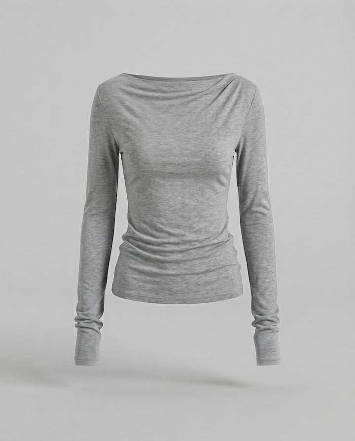 Damen Schmal geschnittenes Off-Shoulder-Longsleeve aus feinem Stretchjersey Drune