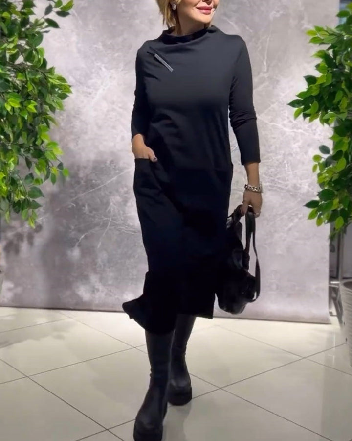 Drune | Kleid mit Rundhalsausschnitt und Tasche