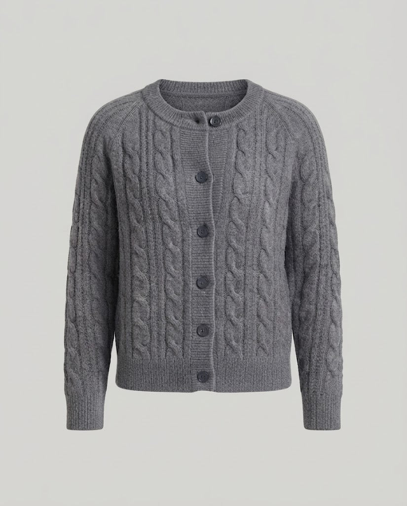 Damen Boxy-Zopfstrick-Cardigan mit Raglanärmeln und angoraähnlicher Haptik Drune