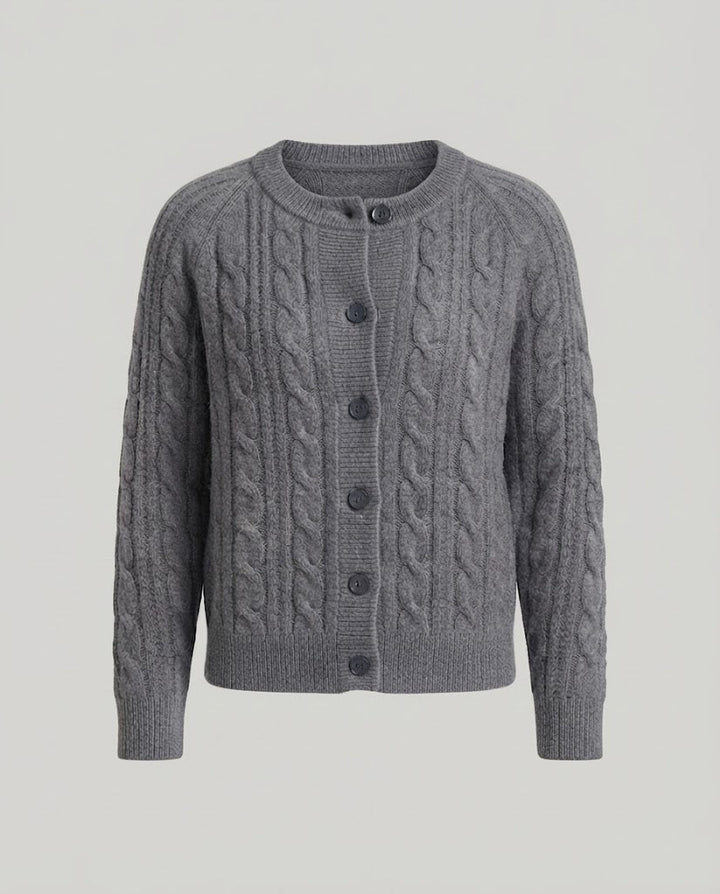 Damen Boxy-Zopfstrick-Cardigan mit Raglanärmeln und angoraähnlicher Haptik Drune