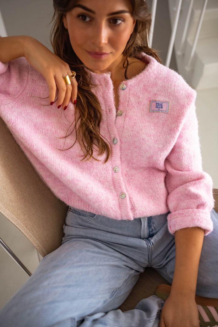 Drune | rosa gestepptes Cardigan für Layer-Looks