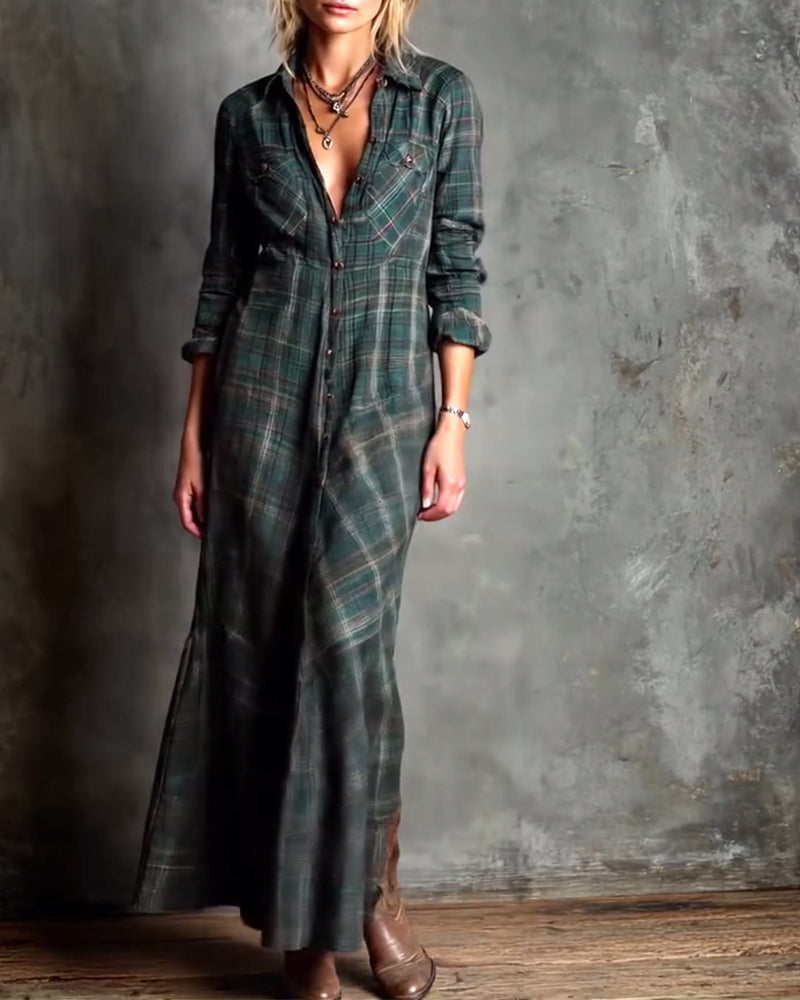 Drune | Kleid mit Revers und Karomuster
