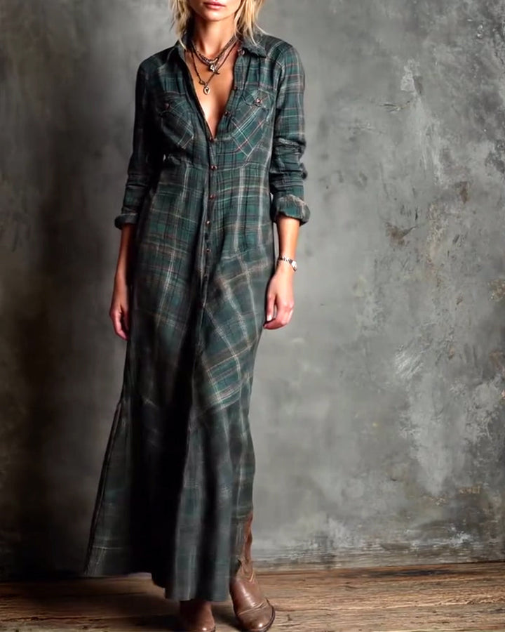 Drune | Kleid mit Revers und Karomuster