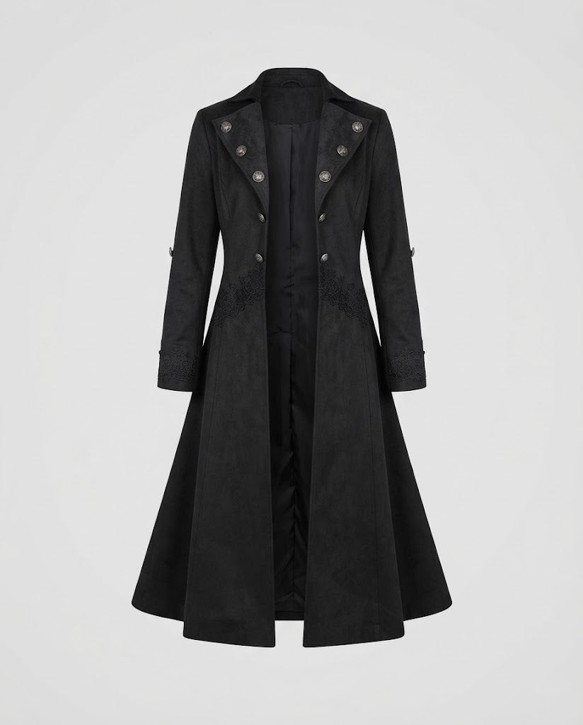Damen Samtjacke mit asymmetrischem Saum und Spitzenbesatz Drune