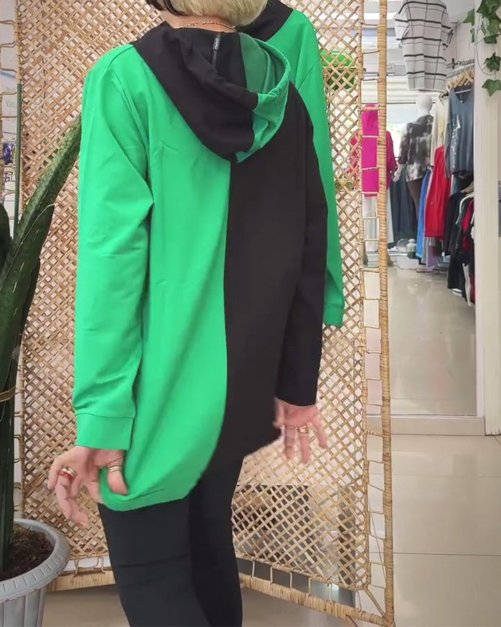 Drune | Sweatshirt mit Kapuze und Farbblock Print