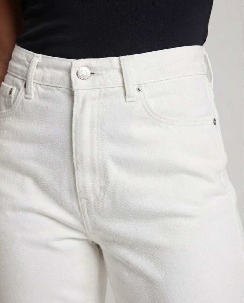Damen Hochtaillierte lässige Gerade-Jeanshose mit weitem Bein Drune