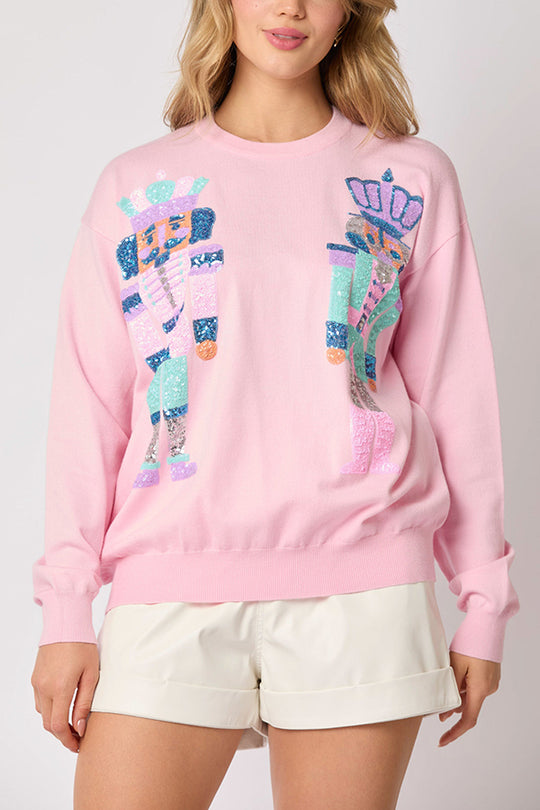 Drune | Weihnachtssoldat Pailletten Mode Lässiger Sweatshirt