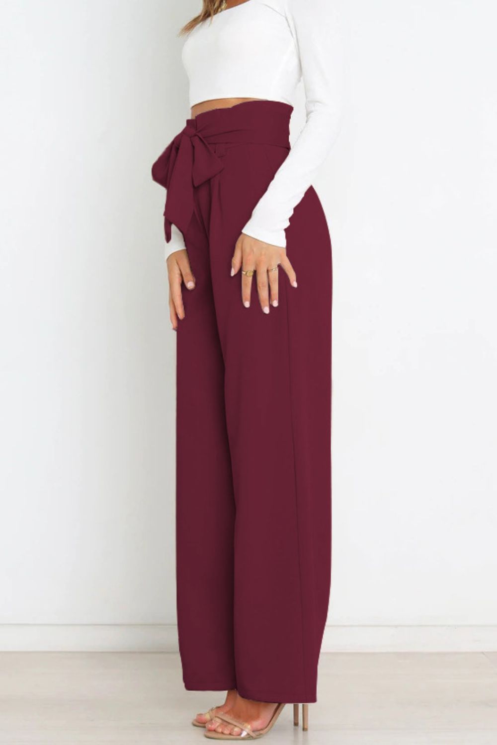 Drune | Hohe Taille Paperbag Hose mit Schleifendetail