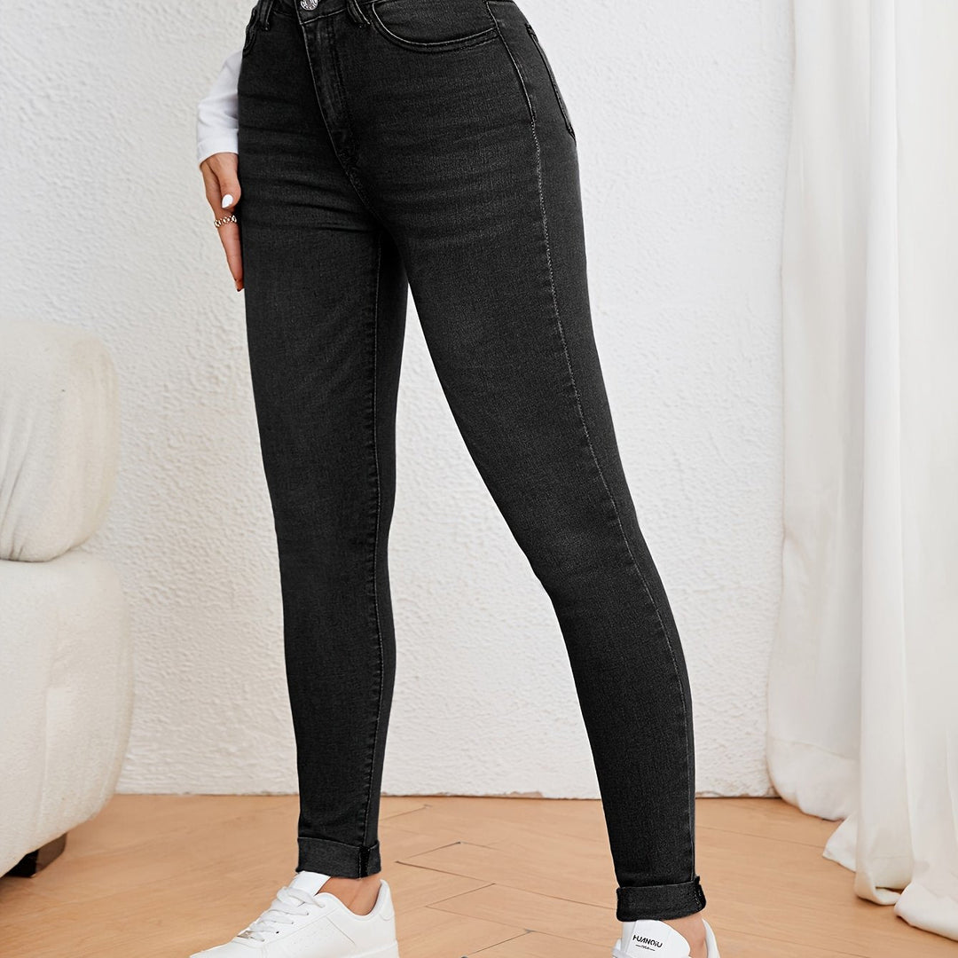 Drune | Olivgrüne High Waist Slim Fit Jeans Mit Stretch Denim