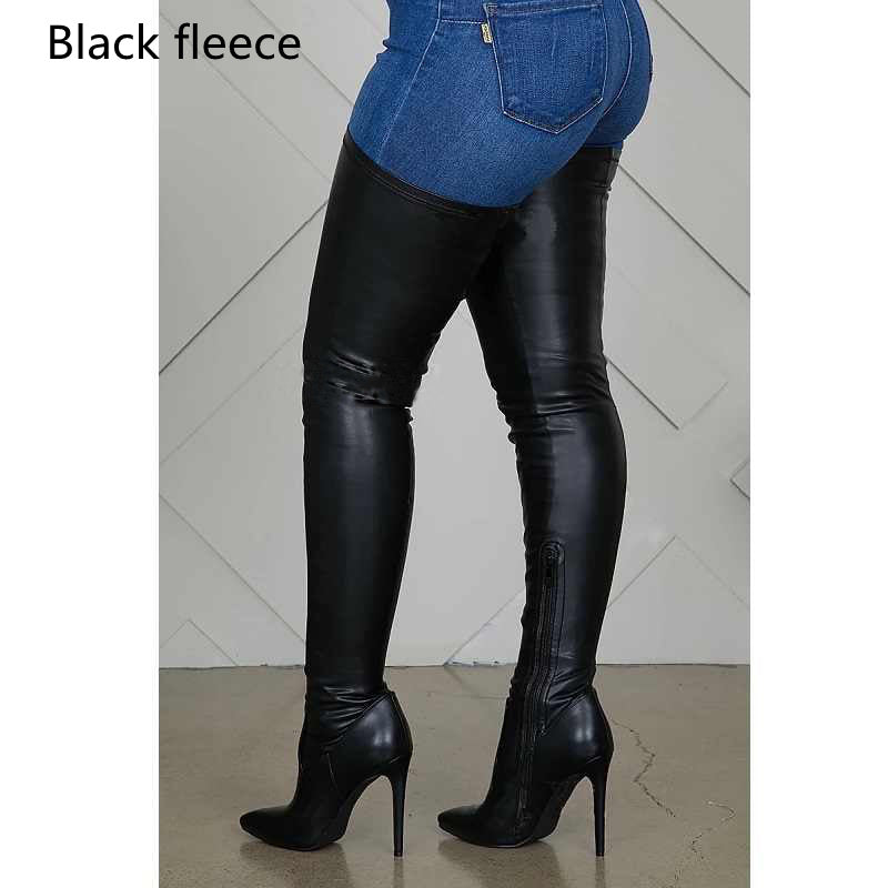 Drune | Damen Über Kniefallstiefel Spitz Schuh Hoher Stiletto