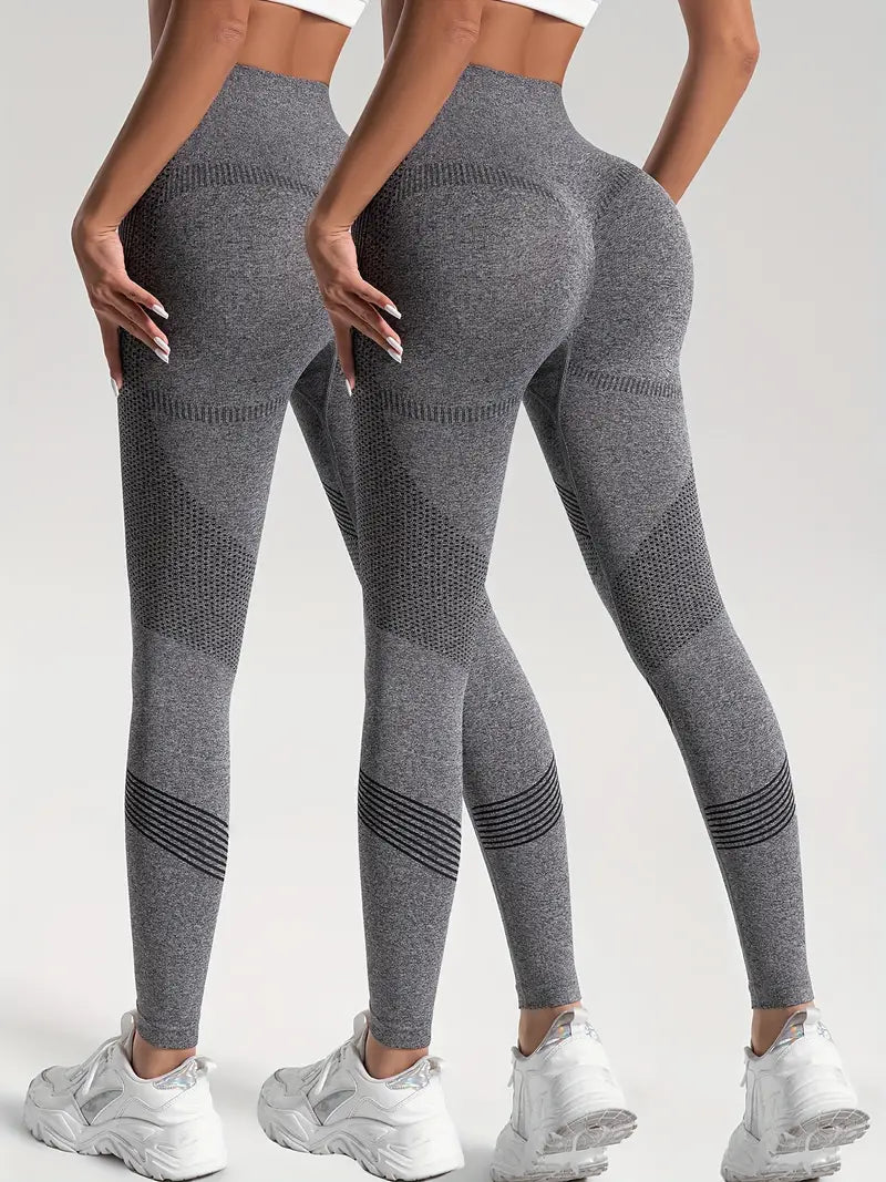 Drune | 2 Stk. Sport Leggings für Yoga und Fitness Einfarbige Farbe mit Hohem Stretch.