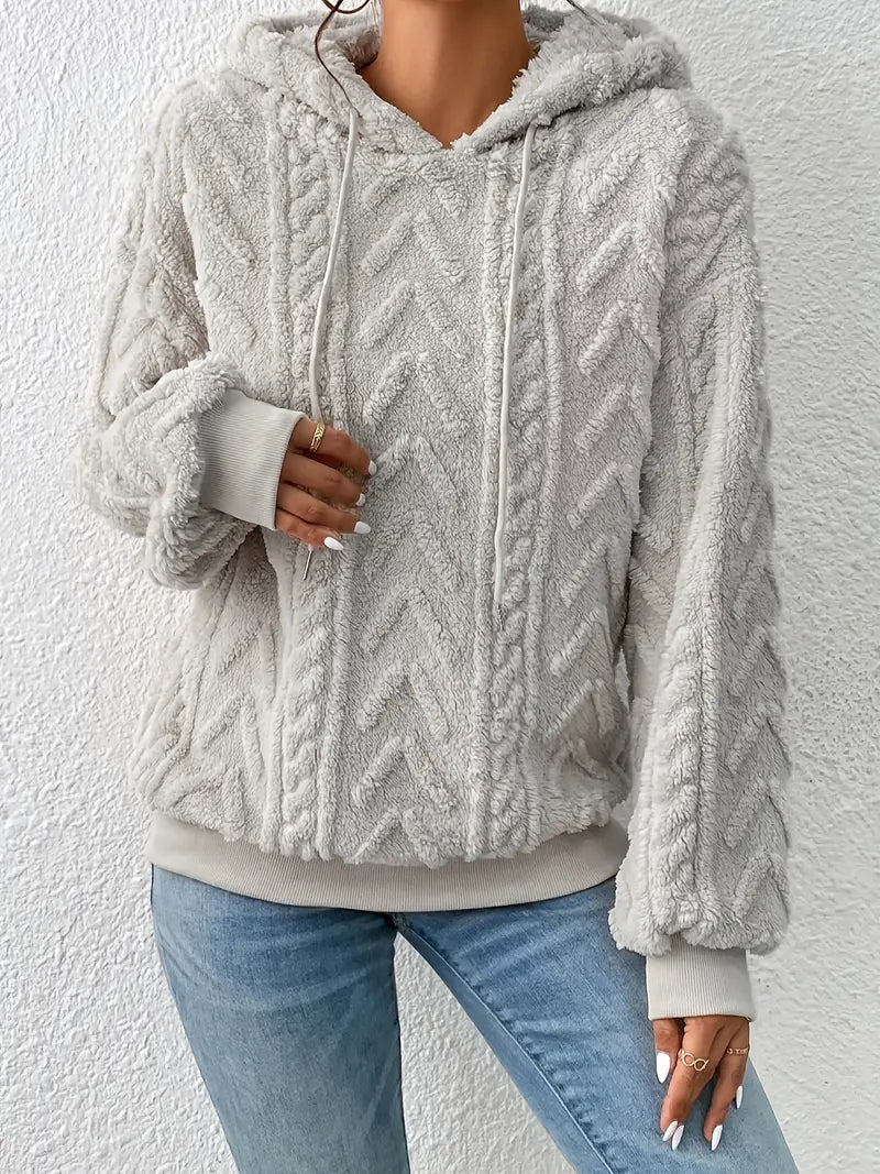 Drune Sweater | Stylischer weicher Teddy-Fleece-Kapuzenpullover für Frauen