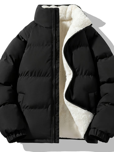 Drune | Langarm-Reißverschluss Retro-Stil Stehkragen Winterjacke für Männer - Ideal für den Winter