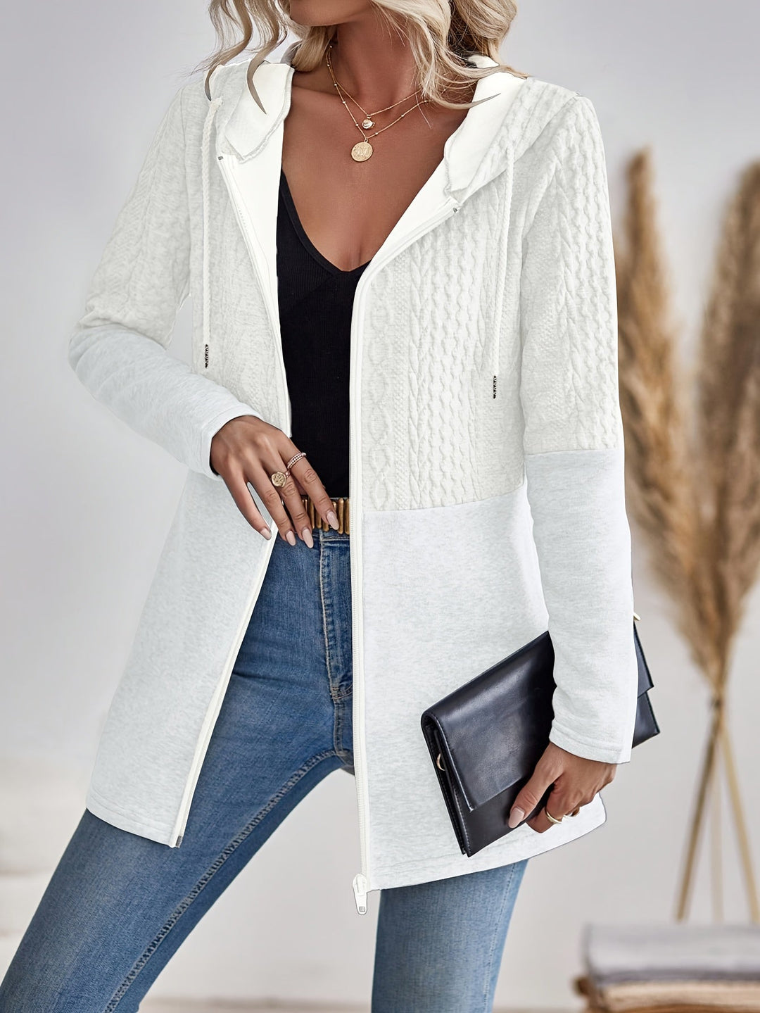 Drune | Damen Kapuzen Sweatshirt mit Reißverschluss