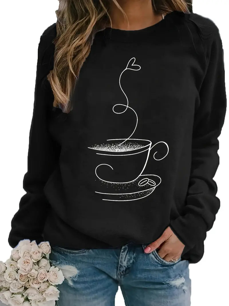 Drune | Gemütliches Kaffee Grafisch Sweatshirt