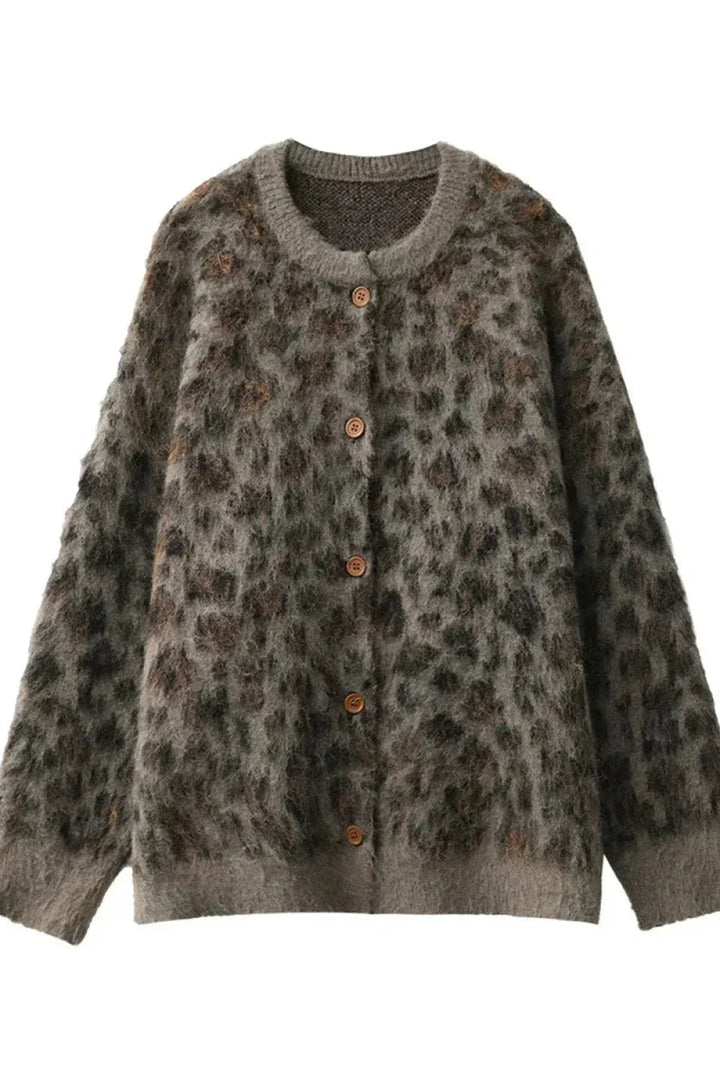 Drune | Leopardenmuster Einreiher Cardigan