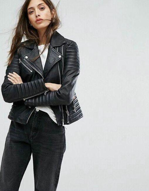 Drune - Revers Reißverschluss Slim Fit Lederjacke